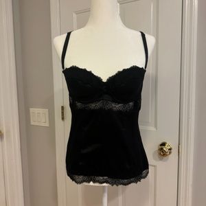 Dolce and Gabbana black bustier corset style top with lace details